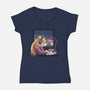 Lofi Moon Girl-Womens-V-Neck-Tee-rmatix