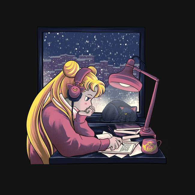 Lofi Moon Girl-Unisex-Kitchen-Apron-rmatix