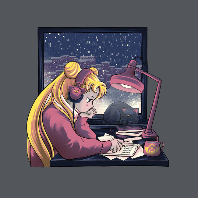 Lofi Moon Girl-Unisex-Kitchen-Apron-rmatix