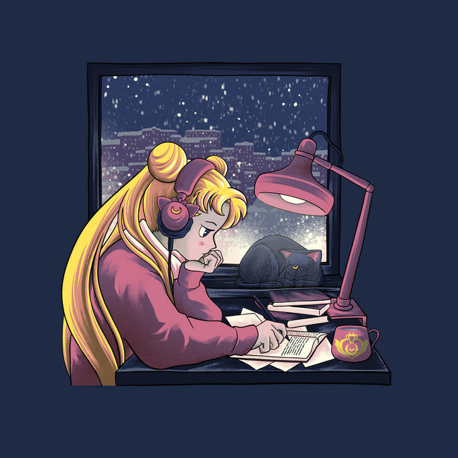 Lofi Moon Girl-Womens-Fitted-Tee-rmatix