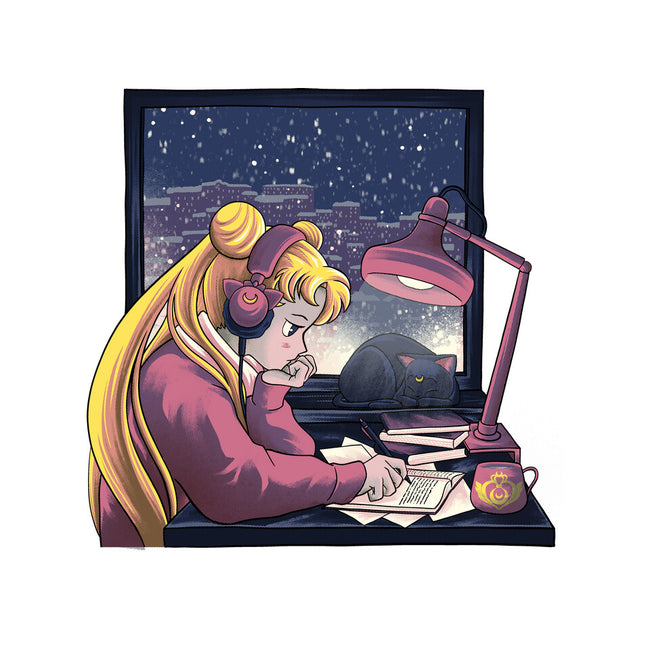 Lofi Moon Girl-Mens-Long Sleeved-Tee-rmatix