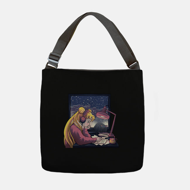 Lofi Moon Girl-None-Adjustable Tote-Bag-rmatix