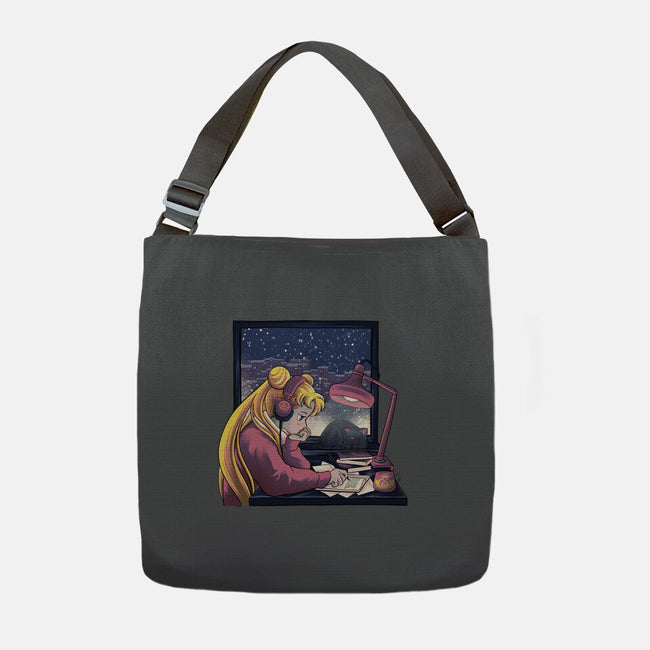 Lofi Moon Girl-None-Adjustable Tote-Bag-rmatix