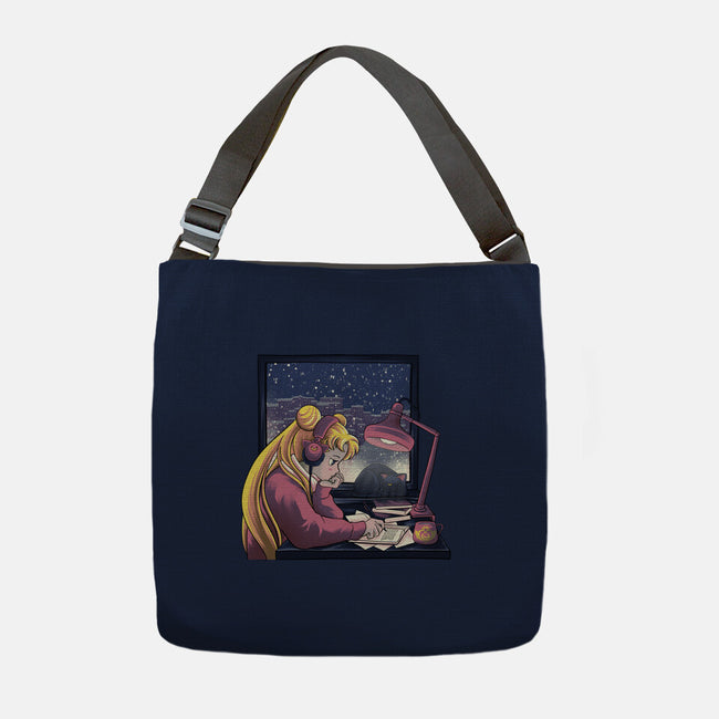 Lofi Moon Girl-None-Adjustable Tote-Bag-rmatix