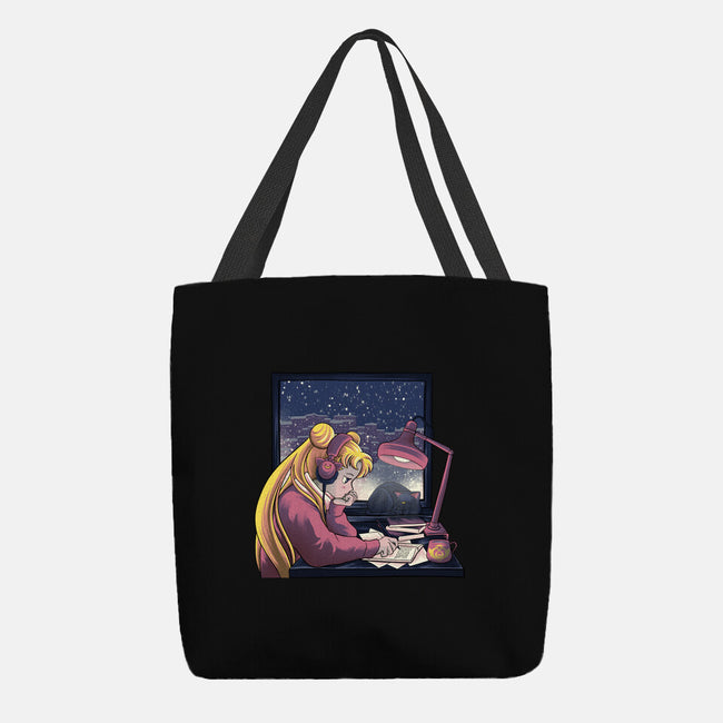 Lofi Moon Girl-None-Basic Tote-Bag-rmatix