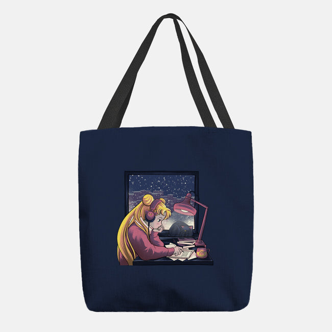 Lofi Moon Girl-None-Basic Tote-Bag-rmatix