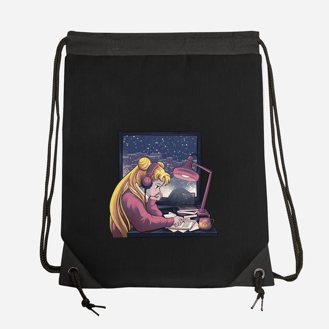 Lofi Moon Girl-None-Drawstring-Bag-rmatix