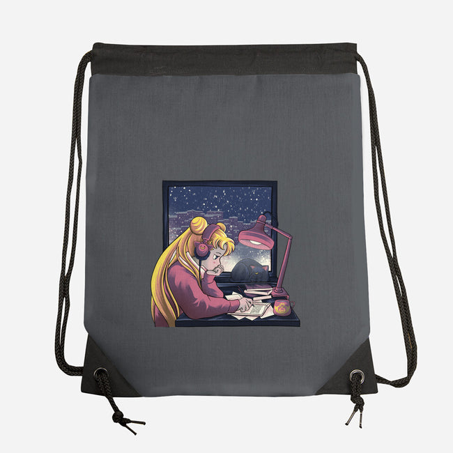 Lofi Moon Girl-None-Drawstring-Bag-rmatix