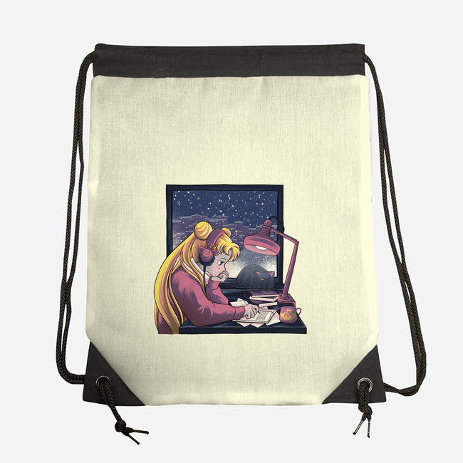 Lofi Moon Girl-None-Drawstring-Bag-rmatix