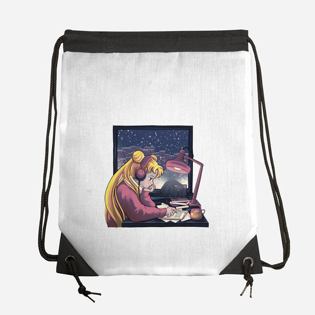 Lofi Moon Girl-None-Drawstring-Bag-rmatix