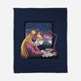 Lofi Moon Girl-None-Fleece-Blanket-rmatix