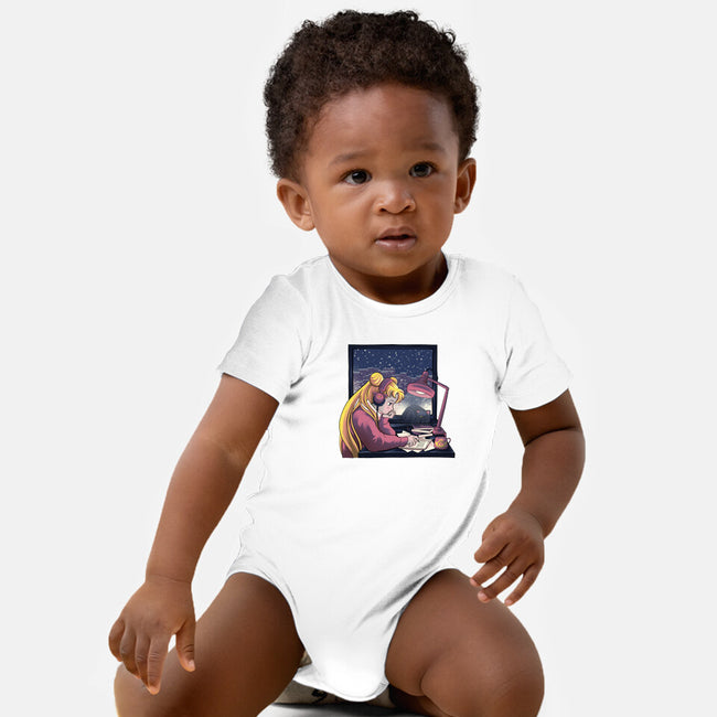 Lofi Moon Girl-Baby-Basic-Onesie-rmatix