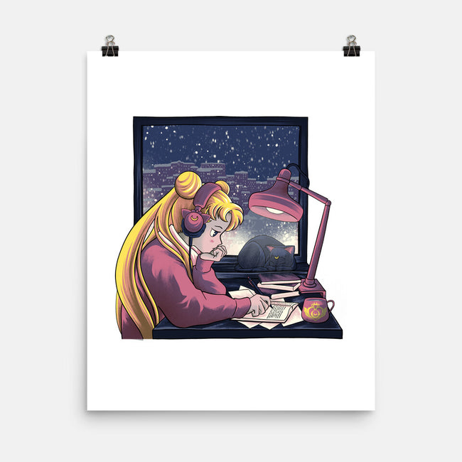 Lofi Moon Girl-None-Matte-Poster-rmatix