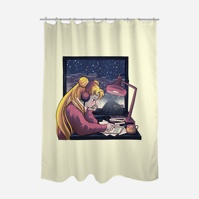 Lofi Moon Girl-None-Polyester-Shower Curtain-rmatix