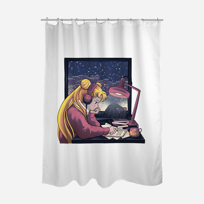 Lofi Moon Girl-None-Polyester-Shower Curtain-rmatix