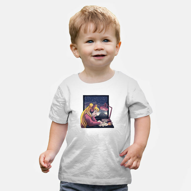 Lofi Moon Girl-Baby-Basic-Tee-rmatix