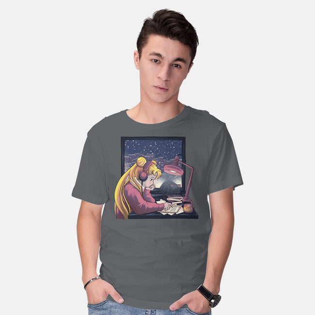 Lofi Moon Girl-Mens-Basic-Tee-rmatix
