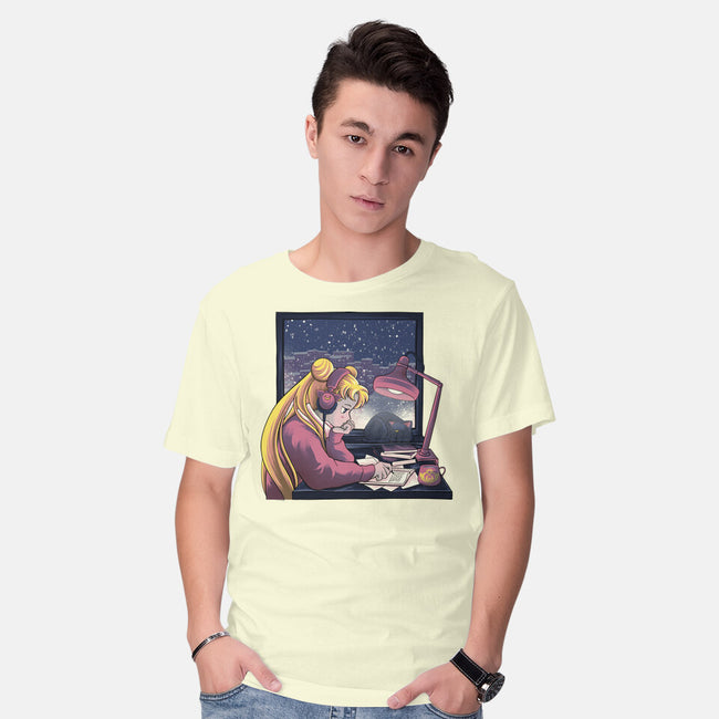 Lofi Moon Girl-Mens-Basic-Tee-rmatix