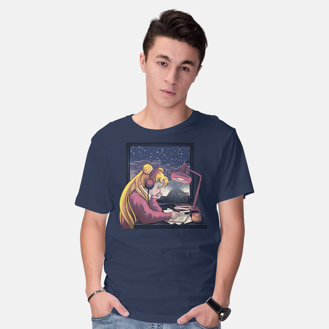 Lofi Moon Girl-Mens-Basic-Tee-rmatix