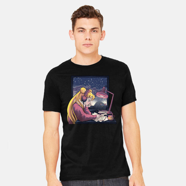 Lofi Moon Girl-Mens-Heavyweight-Tee-rmatix