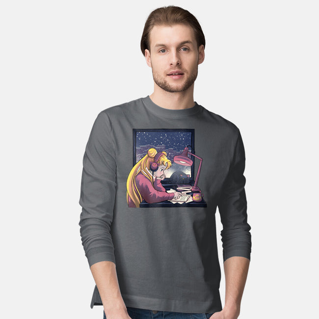 Lofi Moon Girl-Mens-Long Sleeved-Tee-rmatix