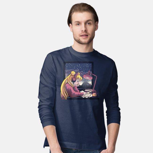 Lofi Moon Girl-Mens-Long Sleeved-Tee-rmatix