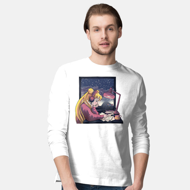 Lofi Moon Girl-Mens-Long Sleeved-Tee-rmatix