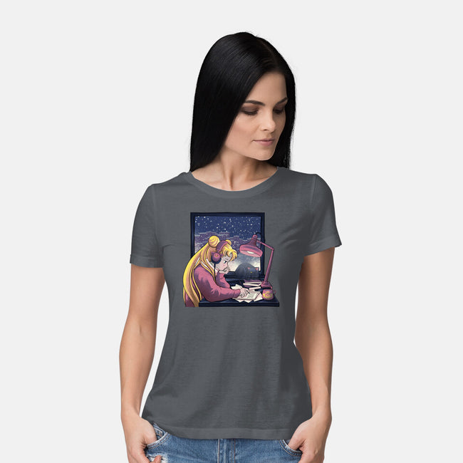 Lofi Moon Girl-Womens-Basic-Tee-rmatix