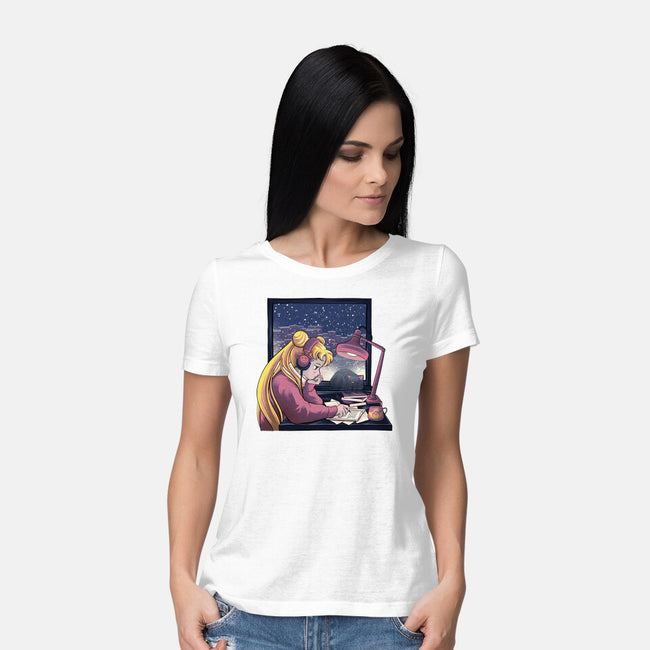 Lofi Moon Girl-Womens-Basic-Tee-rmatix