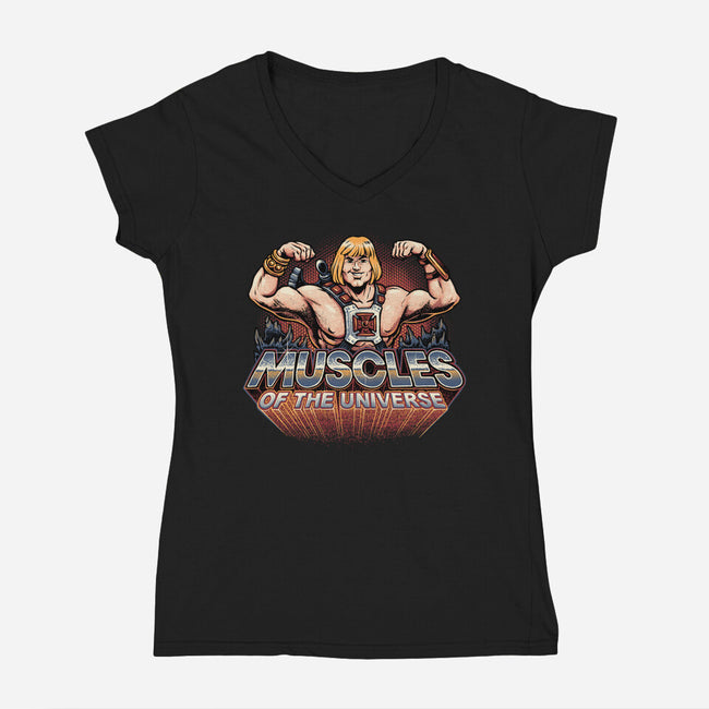 Muscles Of The Universe-Womens-V-Neck-Tee-glitchygorilla