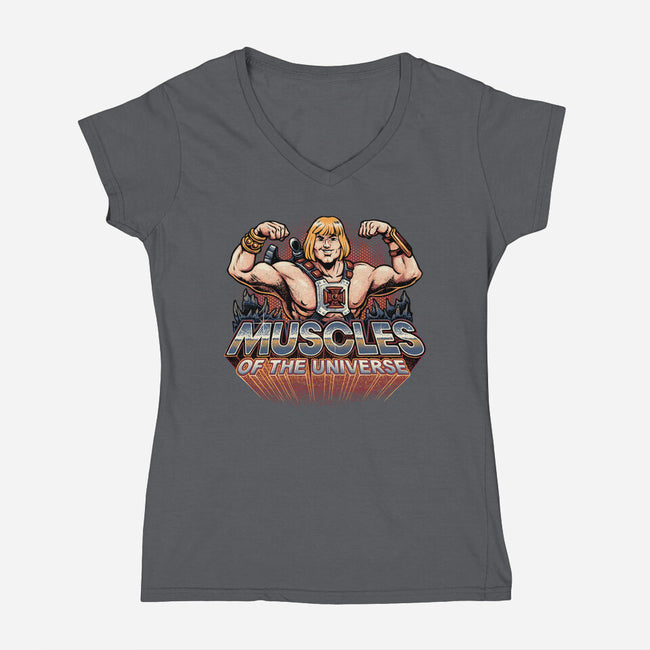 Muscles Of The Universe-Womens-V-Neck-Tee-glitchygorilla