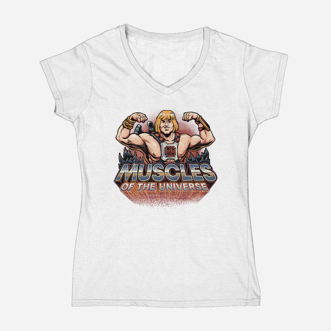 Muscles Of The Universe-Womens-V-Neck-Tee-glitchygorilla