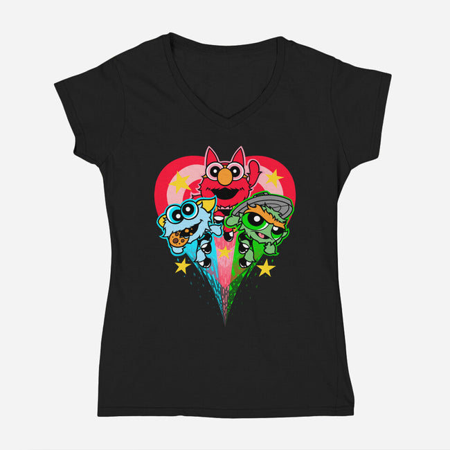 Puppet Street Boys-Womens-V-Neck-Tee-zybbhorn