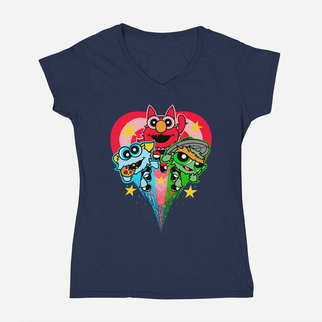 Puppet Street Boys-Womens-V-Neck-Tee-zybbhorn