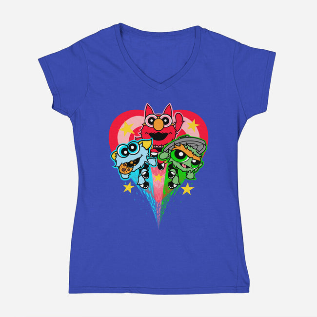Puppet Street Boys-Womens-V-Neck-Tee-zybbhorn