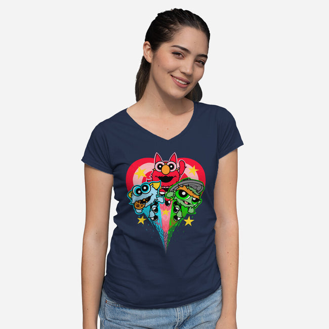 Puppet Street Boys-Womens-V-Neck-Tee-zybbhorn