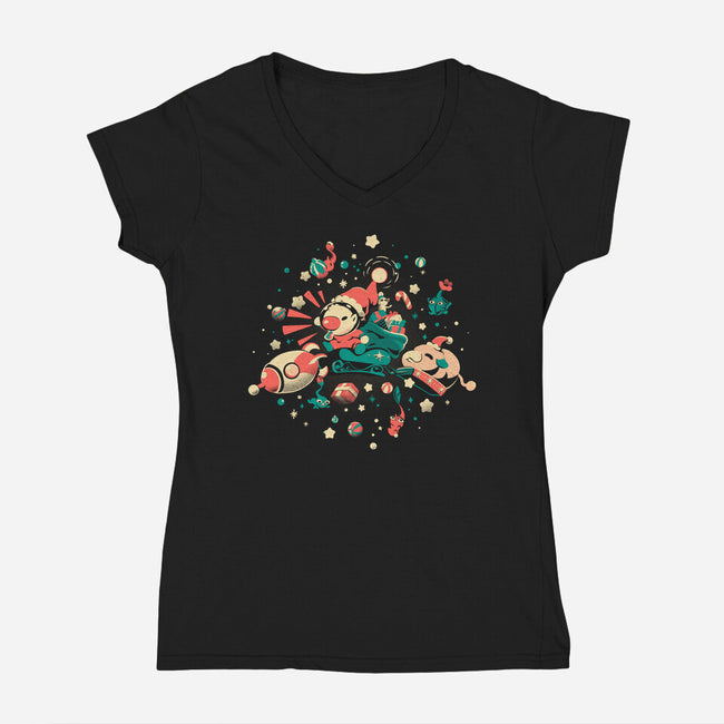 Happy Lil Xmas-Womens-V-Neck-Tee-Estudio Horta