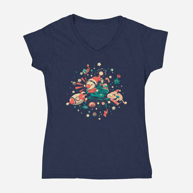 Happy Lil Xmas-Womens-V-Neck-Tee-Estudio Horta