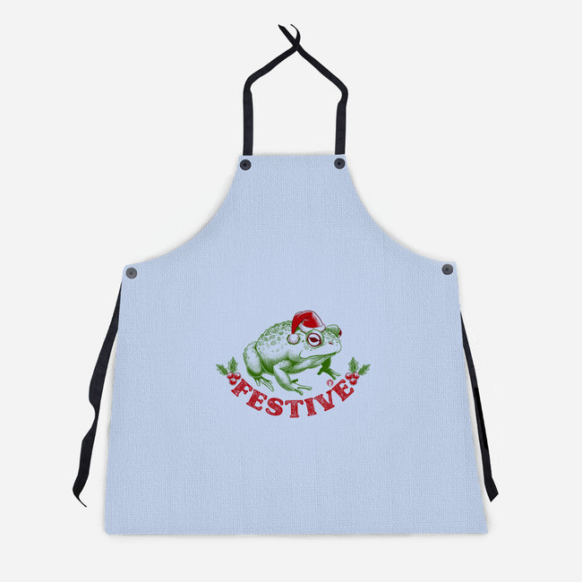 Festive Frog-Unisex-Kitchen-Apron-worlddominationforcats