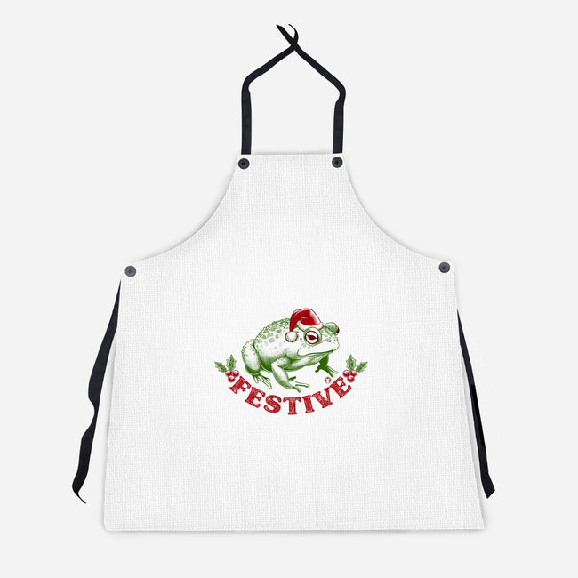 Festive Frog-Unisex-Kitchen-Apron-worlddominationforcats
