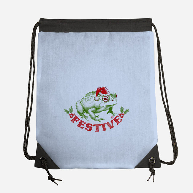 Festive Frog-None-Drawstring-Bag-worlddominationforcats