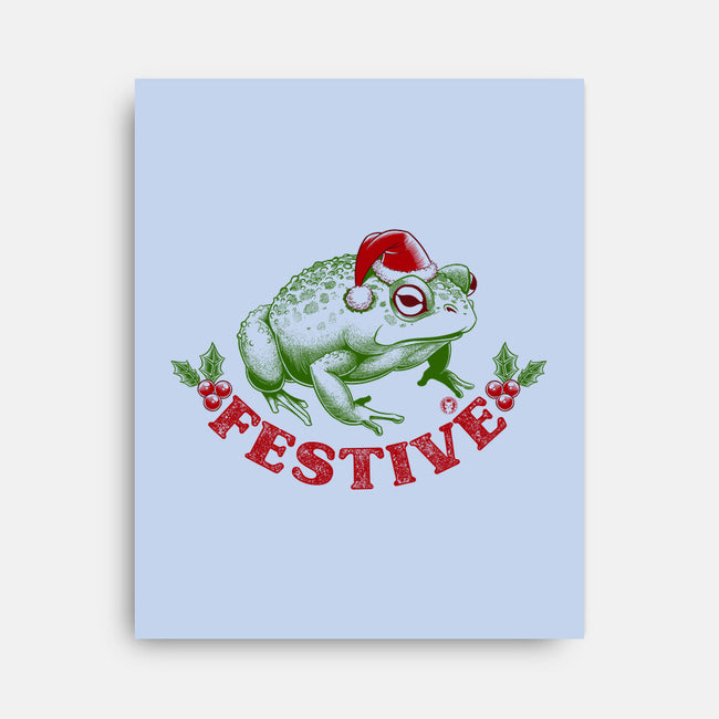 Festive Frog-None-Stretched-Canvas-worlddominationforcats