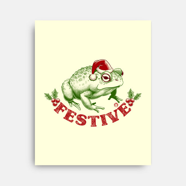 Festive Frog-None-Stretched-Canvas-worlddominationforcats