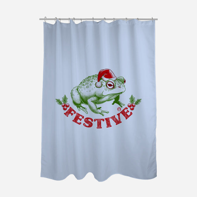Festive Frog-None-Polyester-Shower Curtain-worlddominationforcats