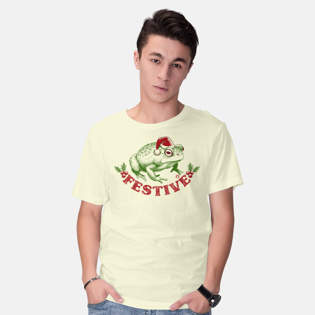 Festive Frog-Mens-Basic-Tee-worlddominationforcats