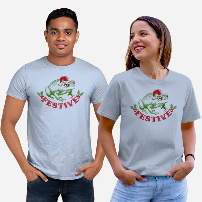Festive Frog-Unisex-Basic-Tee-worlddominationforcats