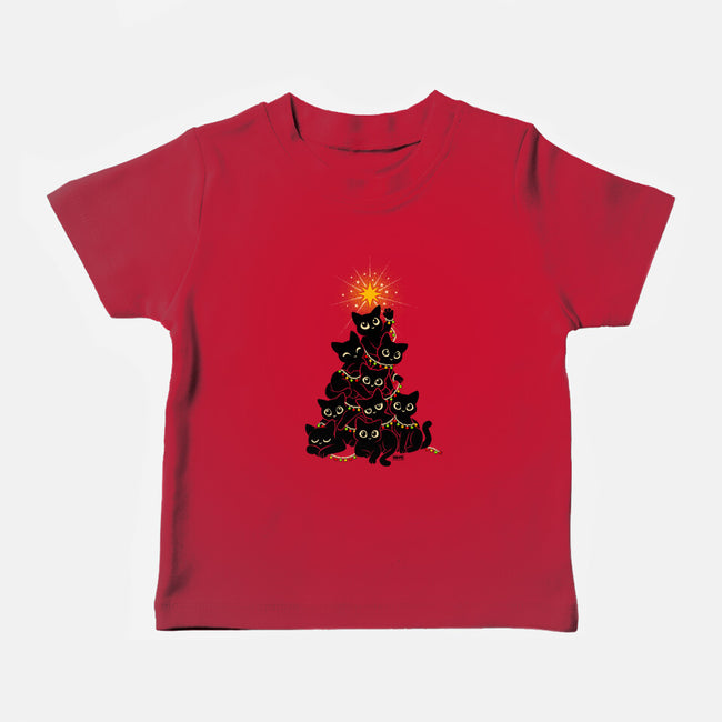 Meowy Christmas Tree-Baby-Basic-Tee-worlddominationforcats