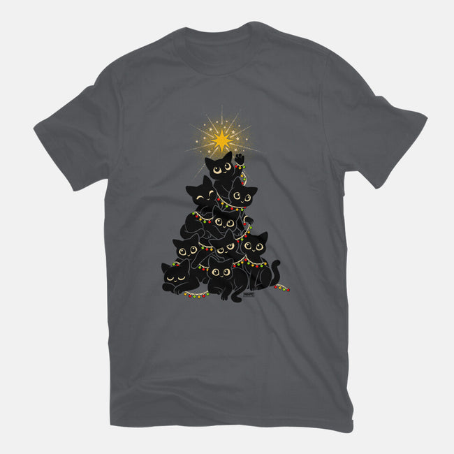 Meowy Christmas Tree-Mens-Basic-Tee-worlddominationforcats