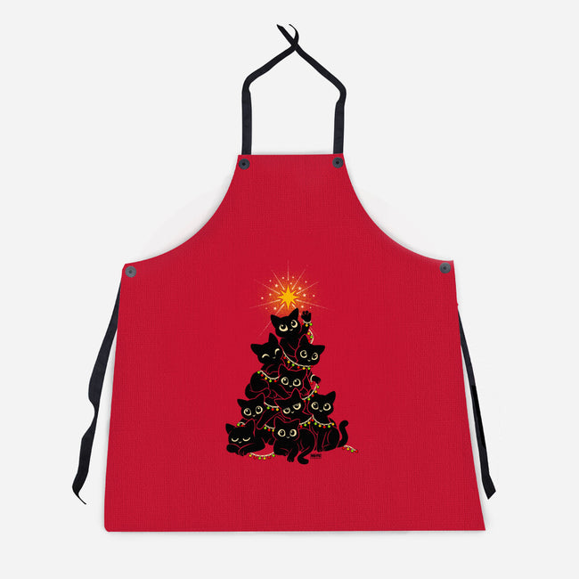 Meowy Christmas Tree-Unisex-Kitchen-Apron-worlddominationforcats