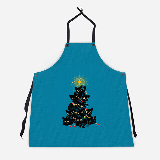 Meowy Christmas Tree-Unisex-Kitchen-Apron-worlddominationforcats